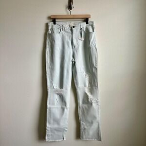 Current Elliott Jeans Womens 31 Distressed Straight Leg Raw Hem Ripped Denim Pan